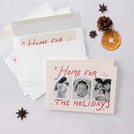 Whimsical Handwritten Home for the Holidays Photos Holiday Cards Photos Ruby Signature Blank Portrait  Standard