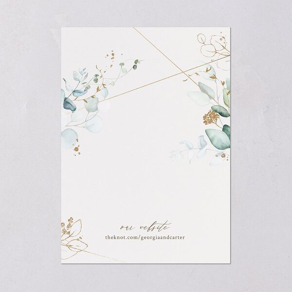 Ethereal Greenery and Gold Wedding Invitations Pure White Signature Blank No Standard