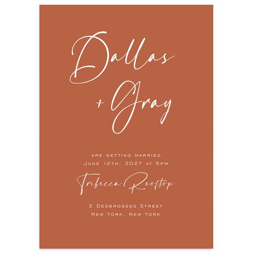 Simply Striking Wedding Invitations Terracotta Signature Blank No Standard