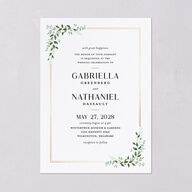 Greenery Frame Foil Wedding Invitations Gold Pure White Signature Blank No Standard
