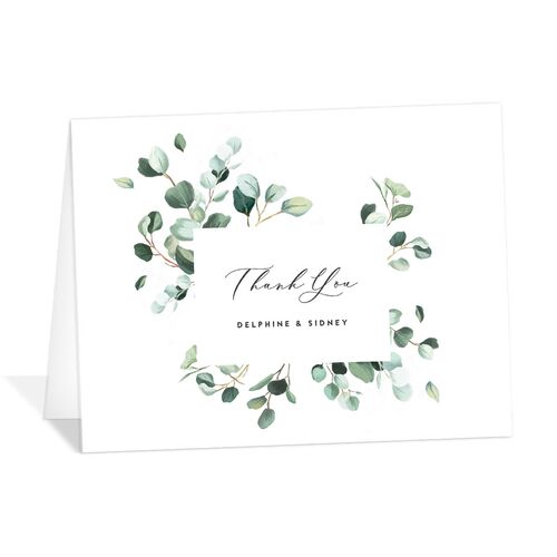 Modern Eucalyptus Thank You Cards Pure White