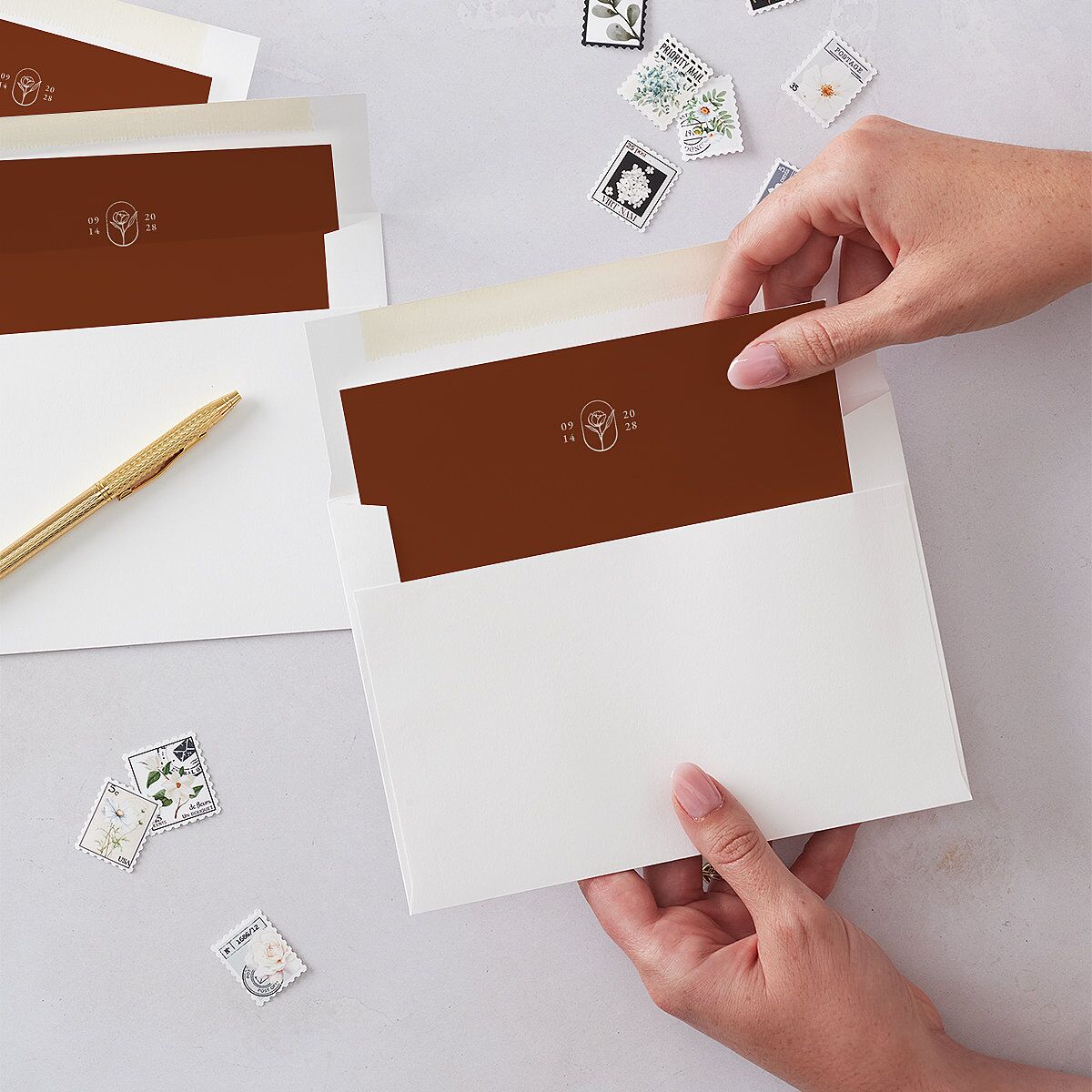 Vintage Romantic Photo Envelope Liners Copper Standard