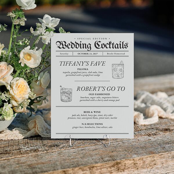 Newspaper Standard Bar Tabletop Sign Small Pure White Standard Indoor Foam Core S Tabletop Bar