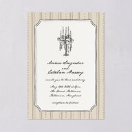 Vintage Candelabra with Bow Wedding Invitations Bisque Signature Blank No Standard