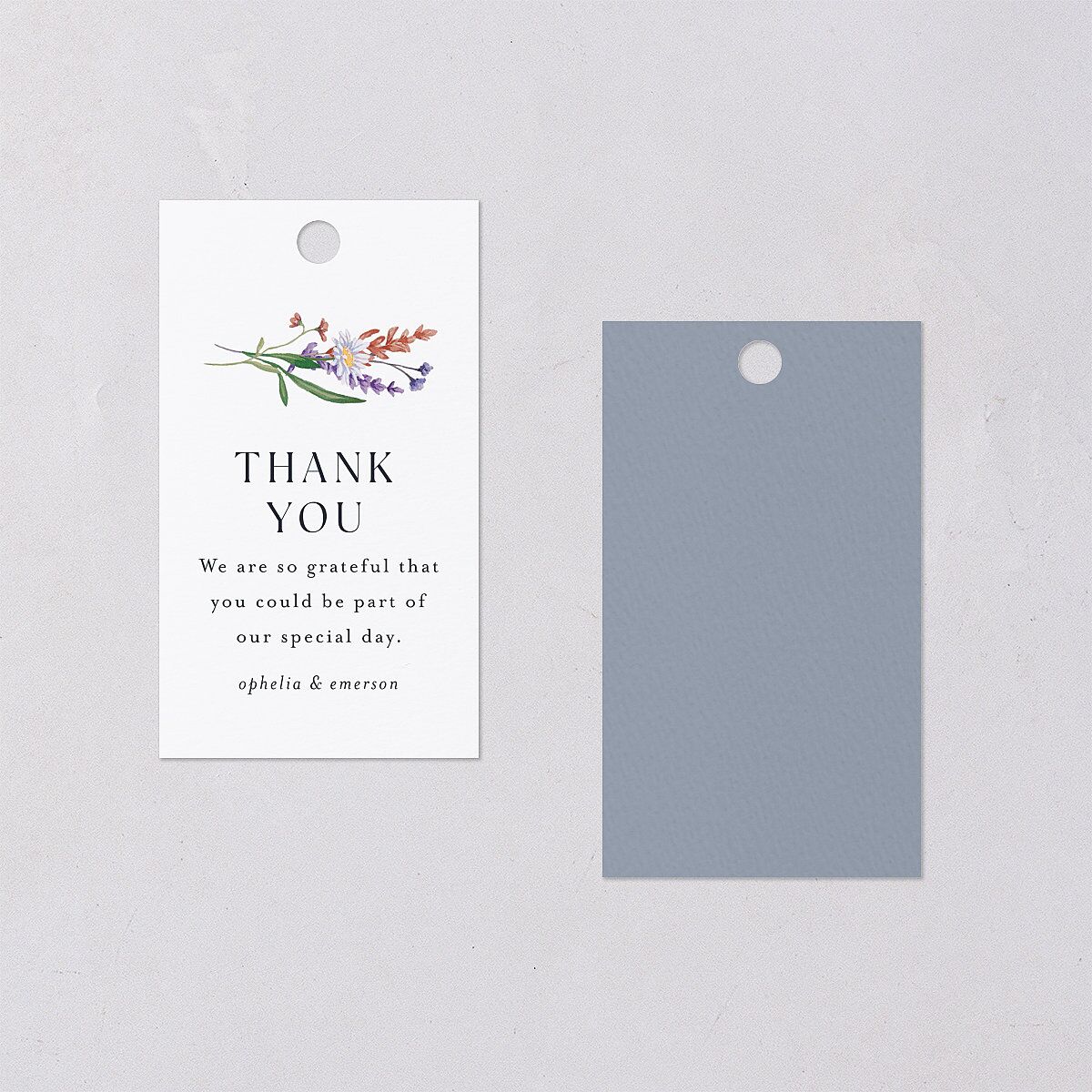 Mountain Wildflowers Favor Gift Tags Dusty Blue Signature
