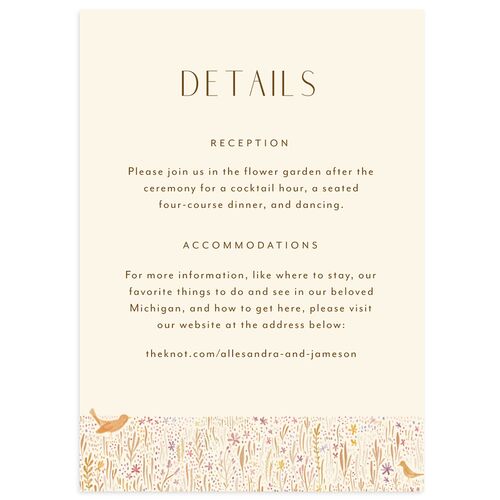Cottage Wildflowers Wedding Event Detail Cards Walnut Signature Standard