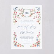 Fairytale Wildflower Crest Wedding Invitations Pure White Signature Blank No Standard