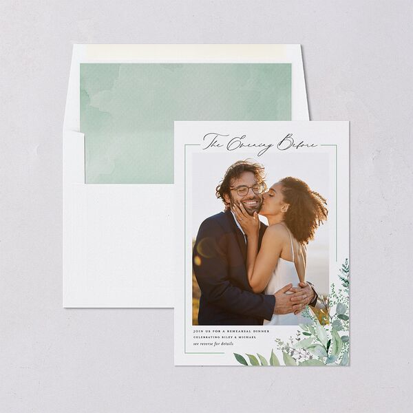 Gorgeous Greenery Rehearsal Dinner Invitations Pure White Signature Blank Standard