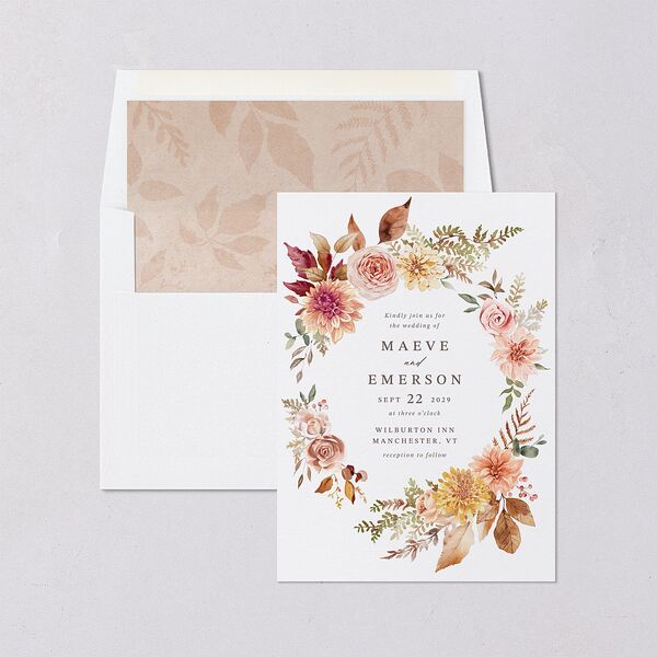 Elegant Botanical Autumn Floral Envelope Liners Soft Peach Standard