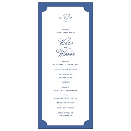 Elegant Eclectic Wedding Programs French Blue Signature