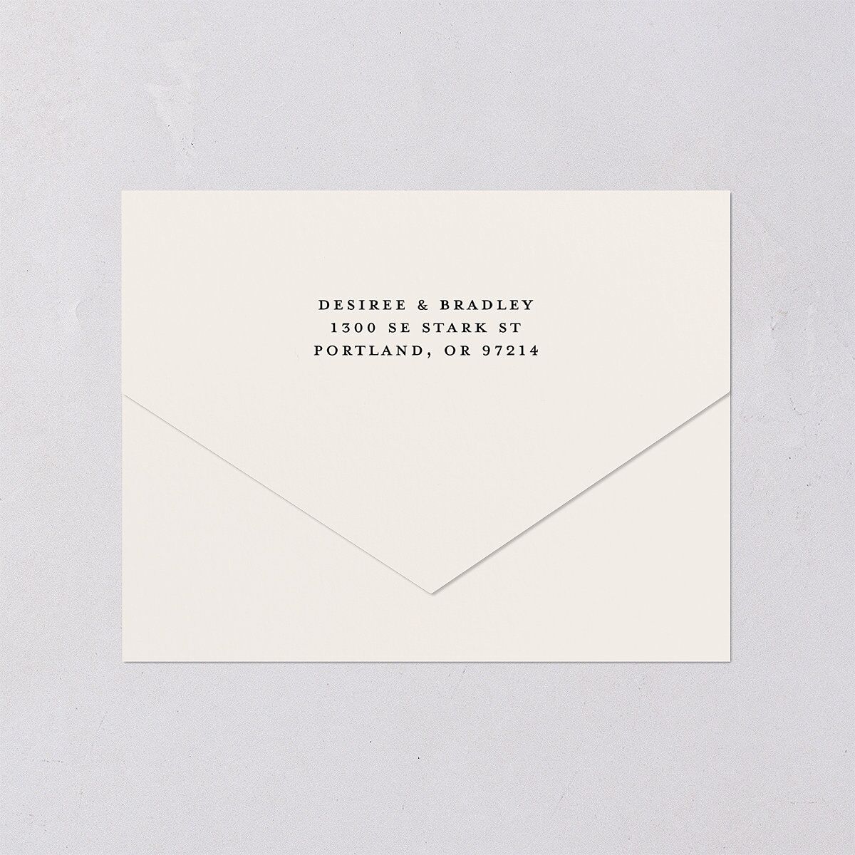 Elegant Hollywood Calligraphy All-in-One Wedding Invitations Licorice Signature Light Both Recipient and Return Addresses No