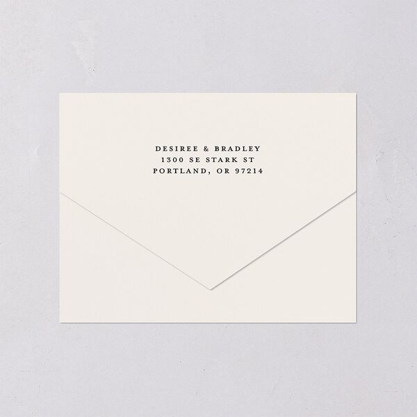Elegant Hollywood Calligraphy All-in-One Wedding Invitations Licorice Signature Light Both Recipient and Return Addresses No
