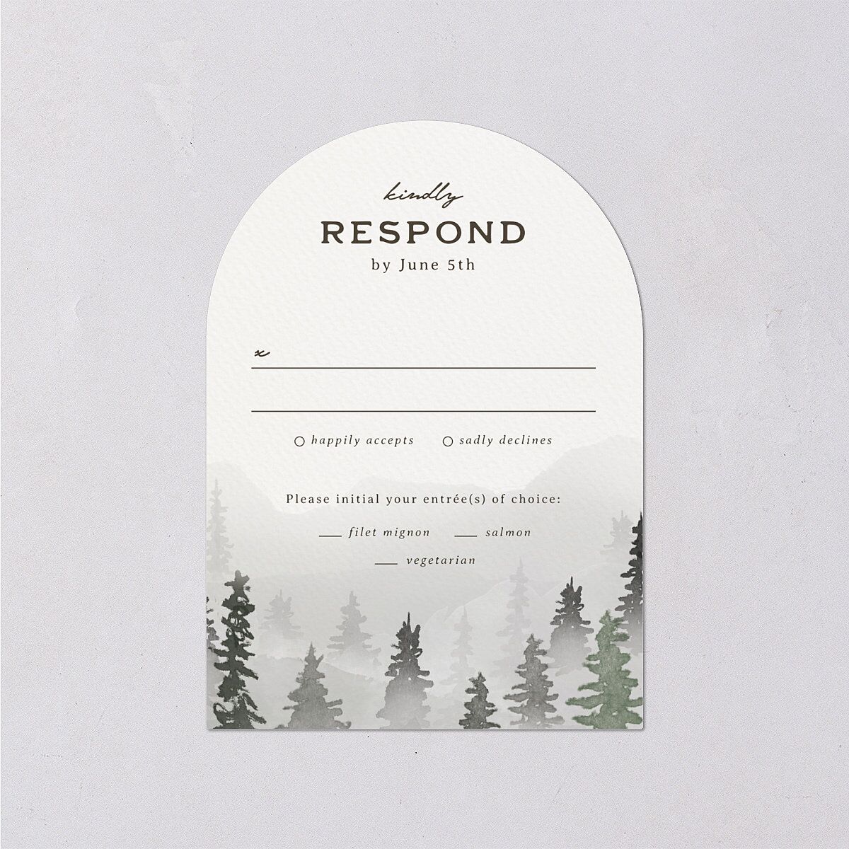Antler Monogram Mountain Wedding Response Cards Mist Signature Arch