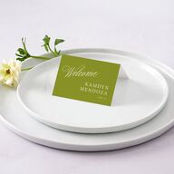 We're Getting Married Place Cards Deep Olive Signature