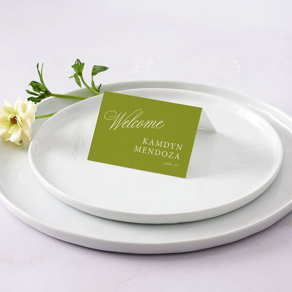 We're Getting Married Place Cards Deep Olive Signature