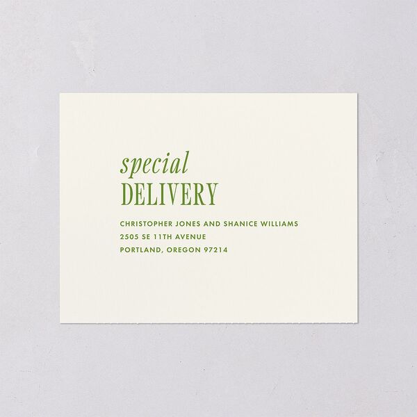 Editorial Promise All-in-One Wedding Invitations Meadow Signature Light Both Recipient and Return Addresses No