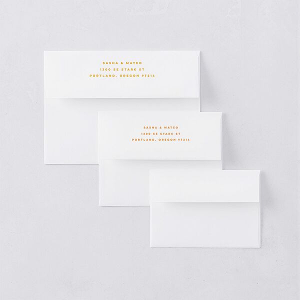 Retro Sunburst Wedding Invitation Envelopes White Pumpkin Both Recipient and Return Addresses Standard Signature