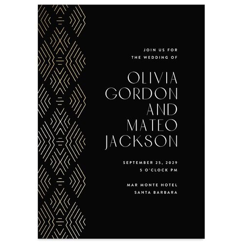 Boho Texture Wedding Invitations Gold Midnight Signature Blank No Standard