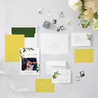 Botanical Lemon Save The Date Cards Buttercup Signature smooth Blank No Standard