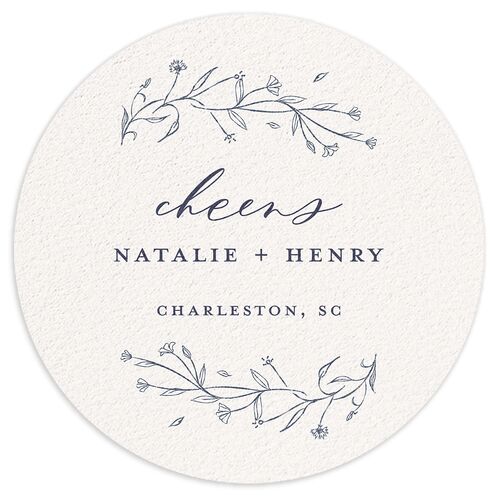 Natural Monogram Coasters Midnight Navy Cardboard Circle