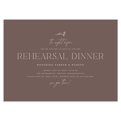 Minimalist Accent Leaf Rehearsal Dinner Invitations Falcon Signature Blank Standard