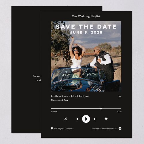 Wedding Playlist Save the Date Cards Midnight Signature smooth Blank No