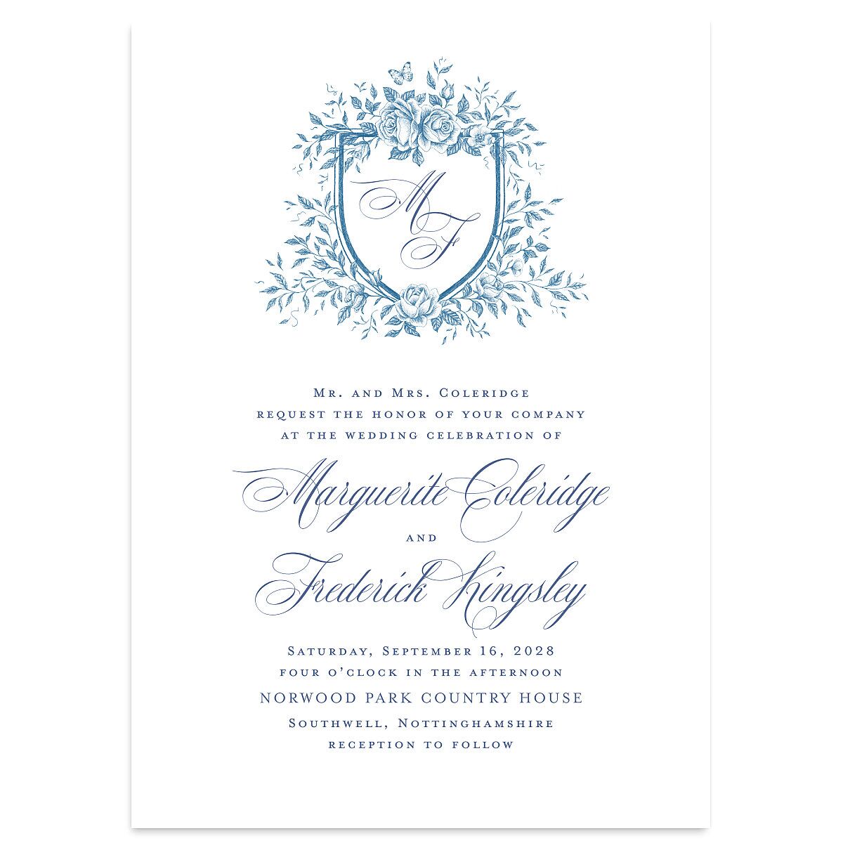 Elegant Rose Crest Wedding Invitations