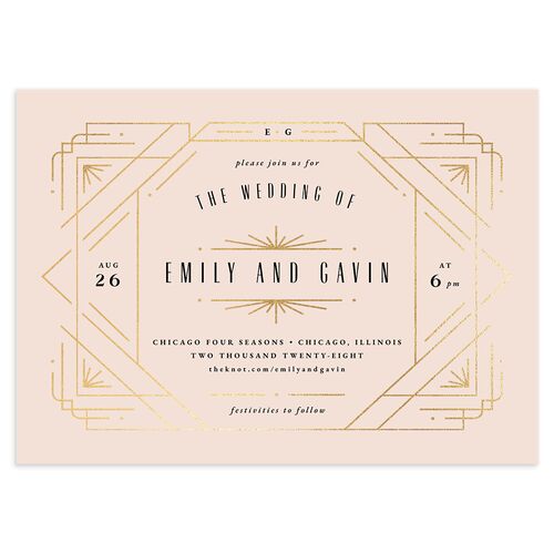 Vintage Deco Wedding Invitations Gold Blossom Signature Blank No Standard