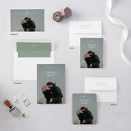 Our Date Photo Save the Date Postcards Eucalyptus