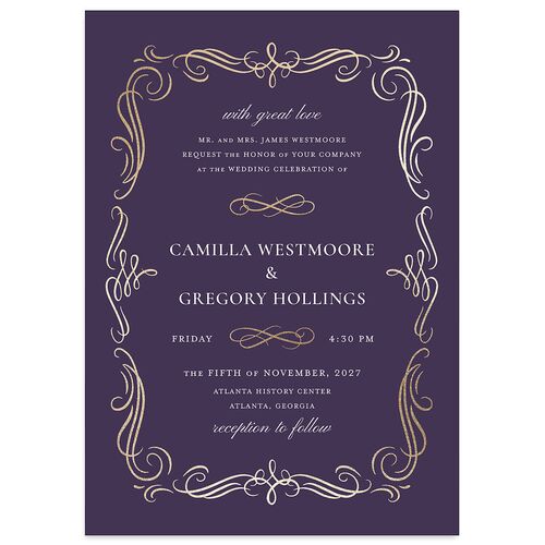 Antique Fairytale Foil Wedding Invitations Gold Regency Signature Blank No Standard