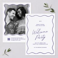 Hand Drawn Wavy Border Rehearsal Dinner Invitations Sapphire Signature Blank Standard