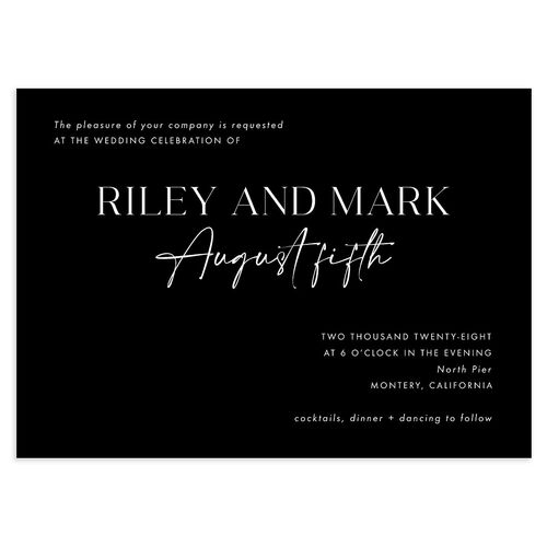 Modern Contrast Wedding Invitations Midnight Signature Blank No Standard