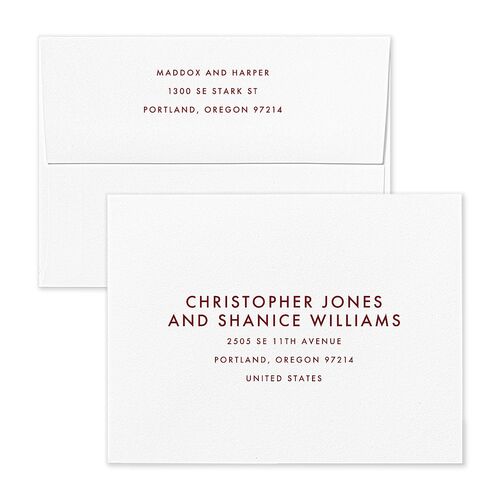 Vintage Hollywood Save the Date Magnet Envelopes Blue Maroon Both Recipient and Return Addresses Signature Standard