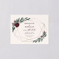Gilded Botanical Save the Date Petite Cards Burgundy Signature smooth Blank No Standard