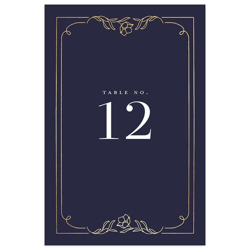 Floral Opulence Foil Table Numbers Gold Navy Signature