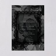 Moody Romantic Lace Floral Wedding Invitations Medieval Grey Signature Blank No Standard