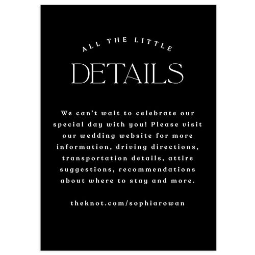 Classic Stack Wedding Event Detail Cards Licorice Signature Standard
