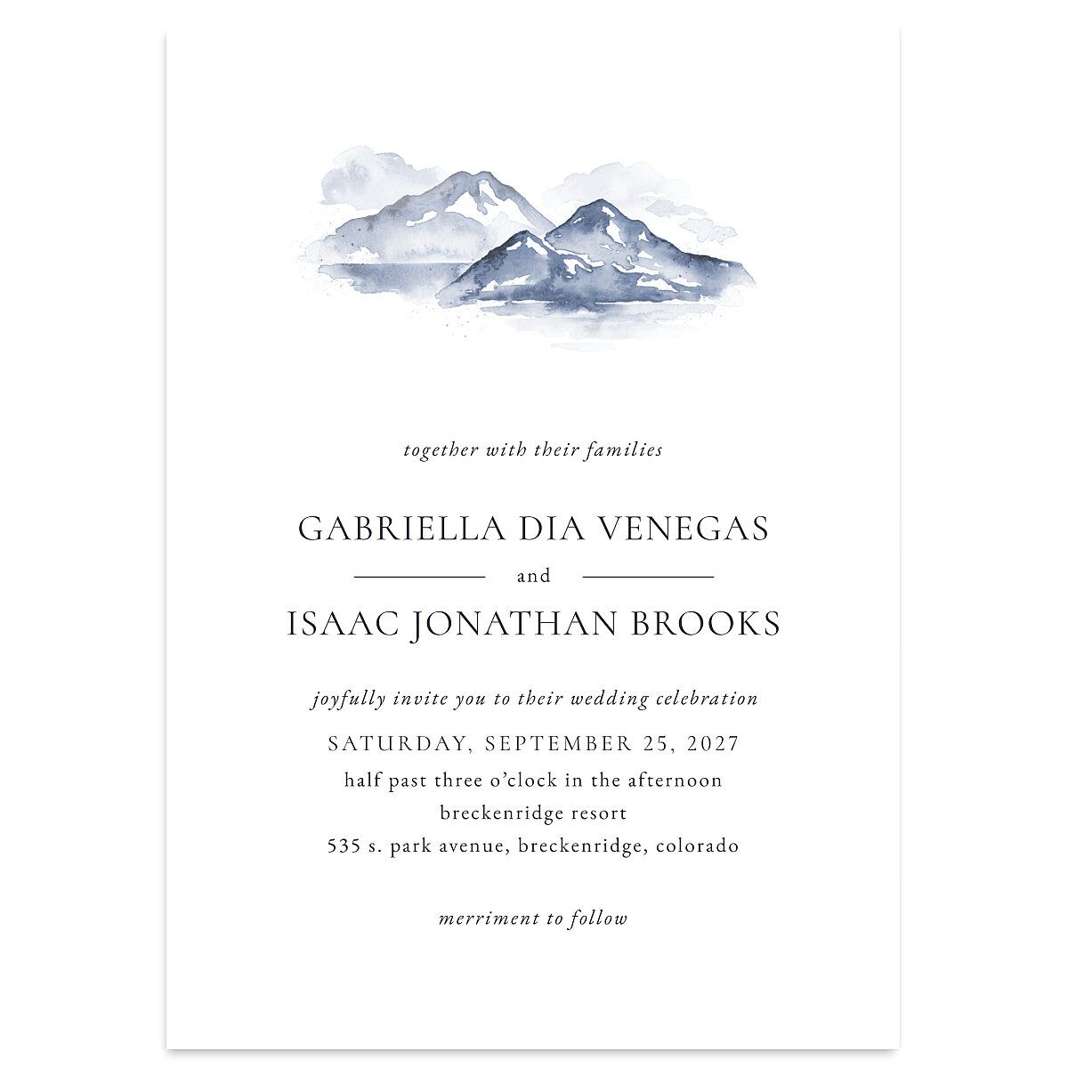 Watercolor Mountains Wedding Invitations