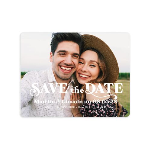 Retro Bloom Save The Date Magnets Scottish Green Magnet Paper