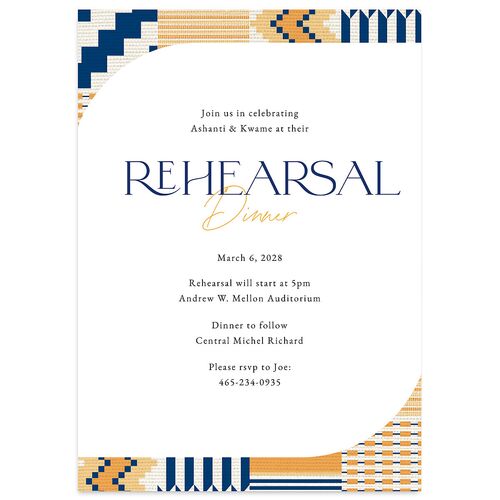 Ankara Print Rehearsal Dinner Invitations Maritime Signature Blank Standard