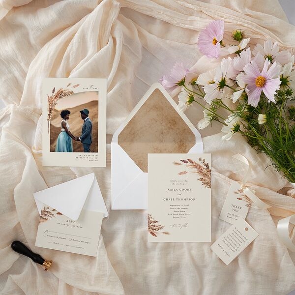 Soft Pampas Botanical Favor Gift Tags Sepia Signature