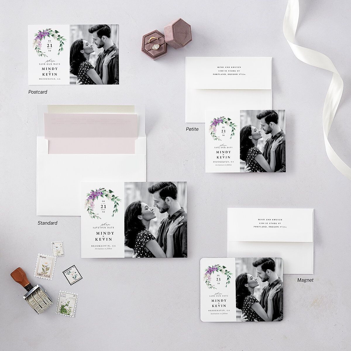 Romantic Wisteria Save The Date Magnets Purple Petal Magnet Paper