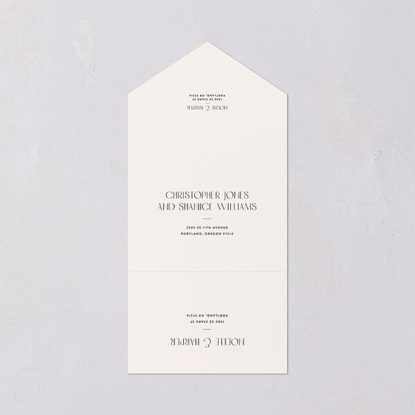 Vintage Nouveau Floral All-in-One Wedding Invitations Merlot Signature Light Both Recipient and Return Addresses No
