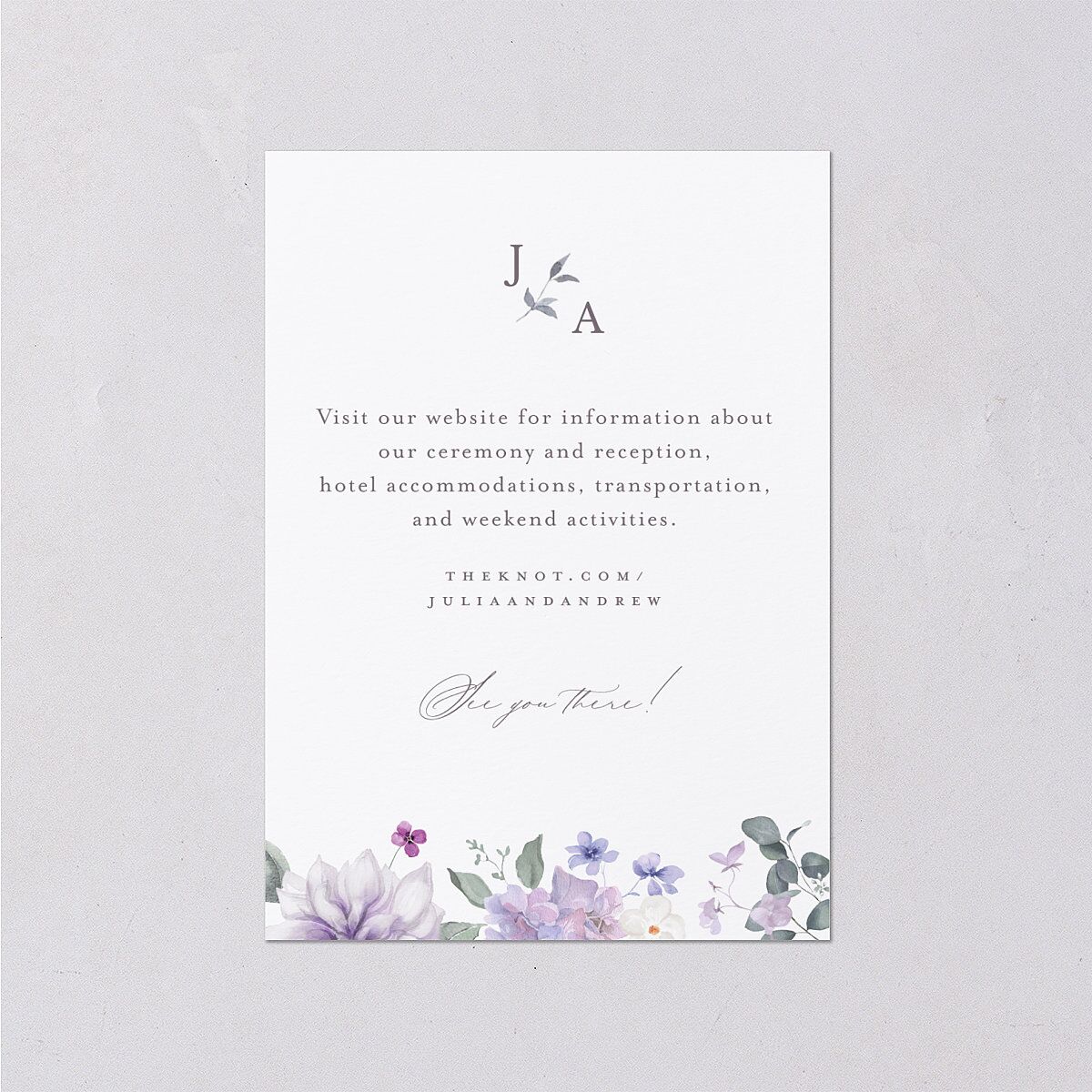 Elegant Floral Wedding Attire Cards Lilac Signature Standard