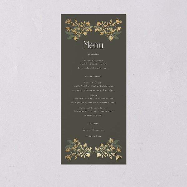 Rustic Nouveau Menus Gold Hunter Green Signature