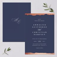 Elegant Edge Wedding Invitations Rose Gold Moody Blue Signature Blank No
