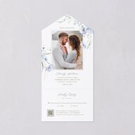 Floral Photo All-in-One Wedding Invitations Ocean Signature Light Both Recipient and Return Addresses No