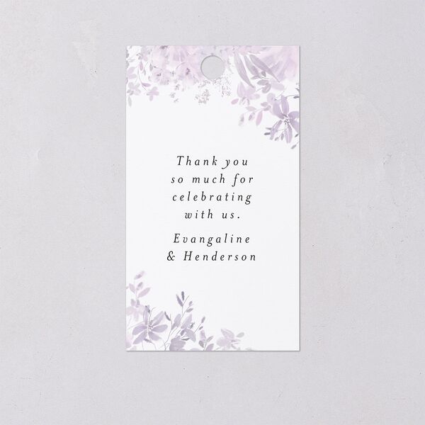 Monochrome Blooms Favor Gift Tags Gold Sheer Lilac Signature