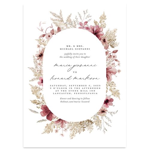 Bohemian Garden Wedding Invitations Soft Berry Signature Blank No Standard