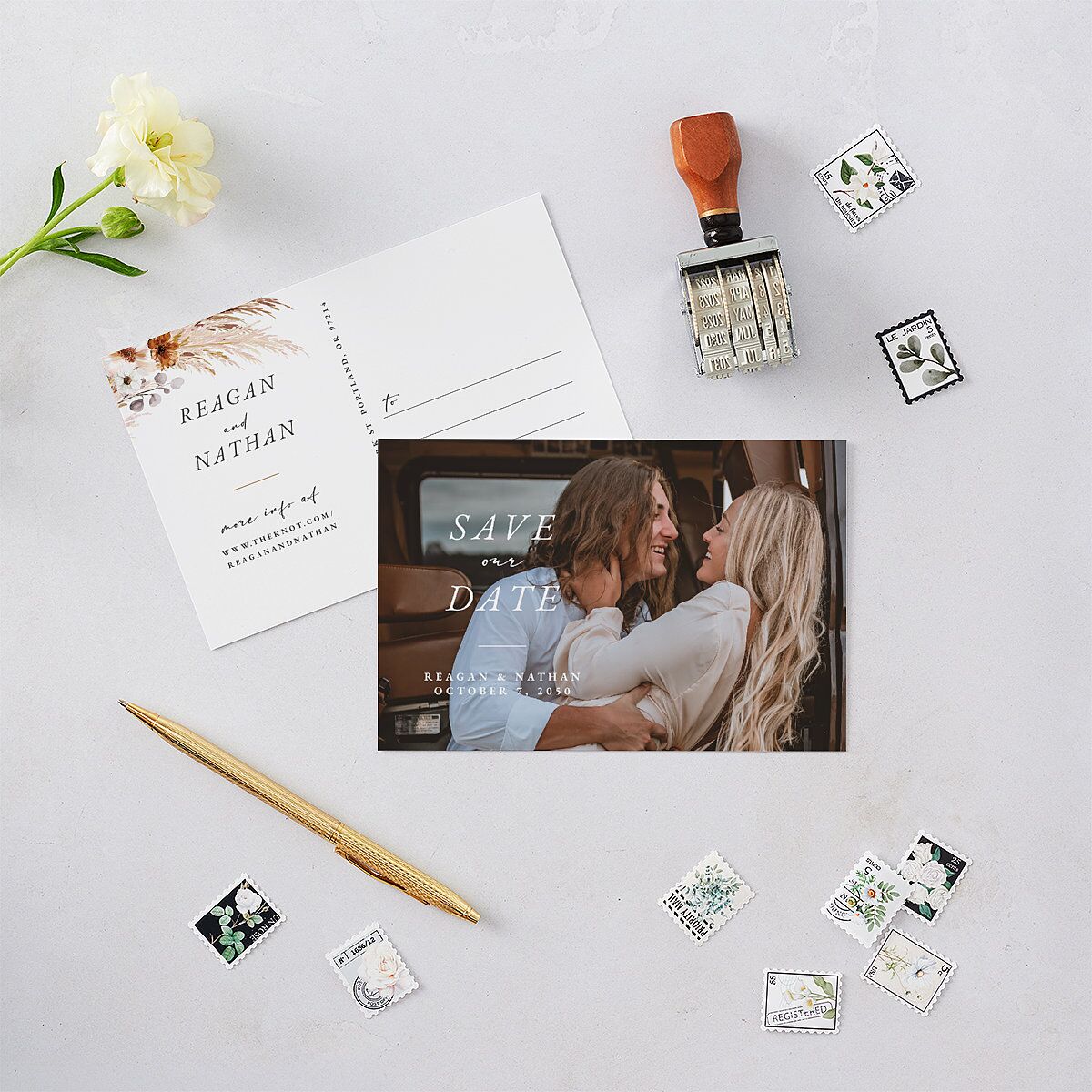 Bohemian Hoop Save The Date Postcards — view 2